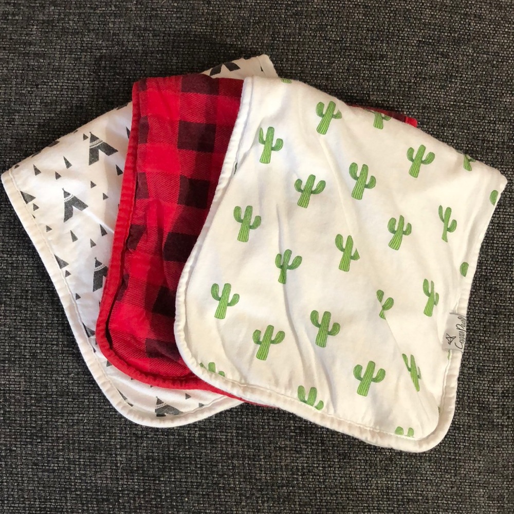 Copper Pearl burp cloths